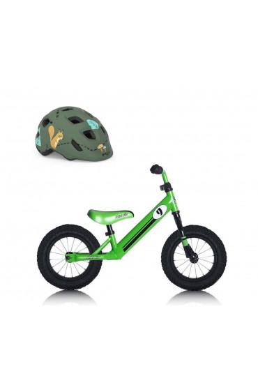 BICI APRENDIZAJE REBEL KIDZ AIR RACING 12.5" ACERO VERDE+ CASCO DE REGALO